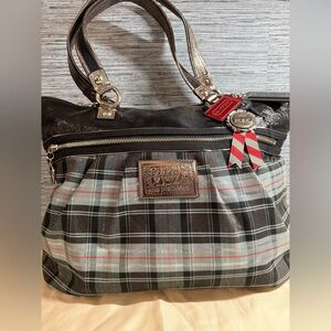 Limited Edition Coach Poppy Tartan Plaid Tote